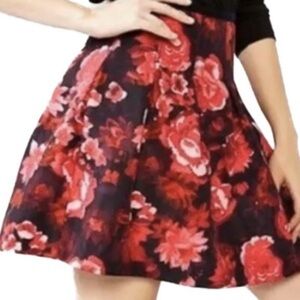 GAP Red and Black Floral Skater Skirt